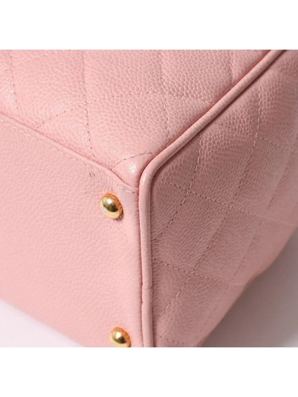 Chanel Jumbo CC Logo Quilted Bowling Bag Caviar Leather Pink Gold